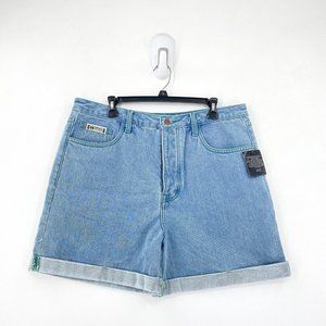Cross Colours Women’s 34 (2X) Cuffed Denim Shorts  Vintage Indigo Retro NEW